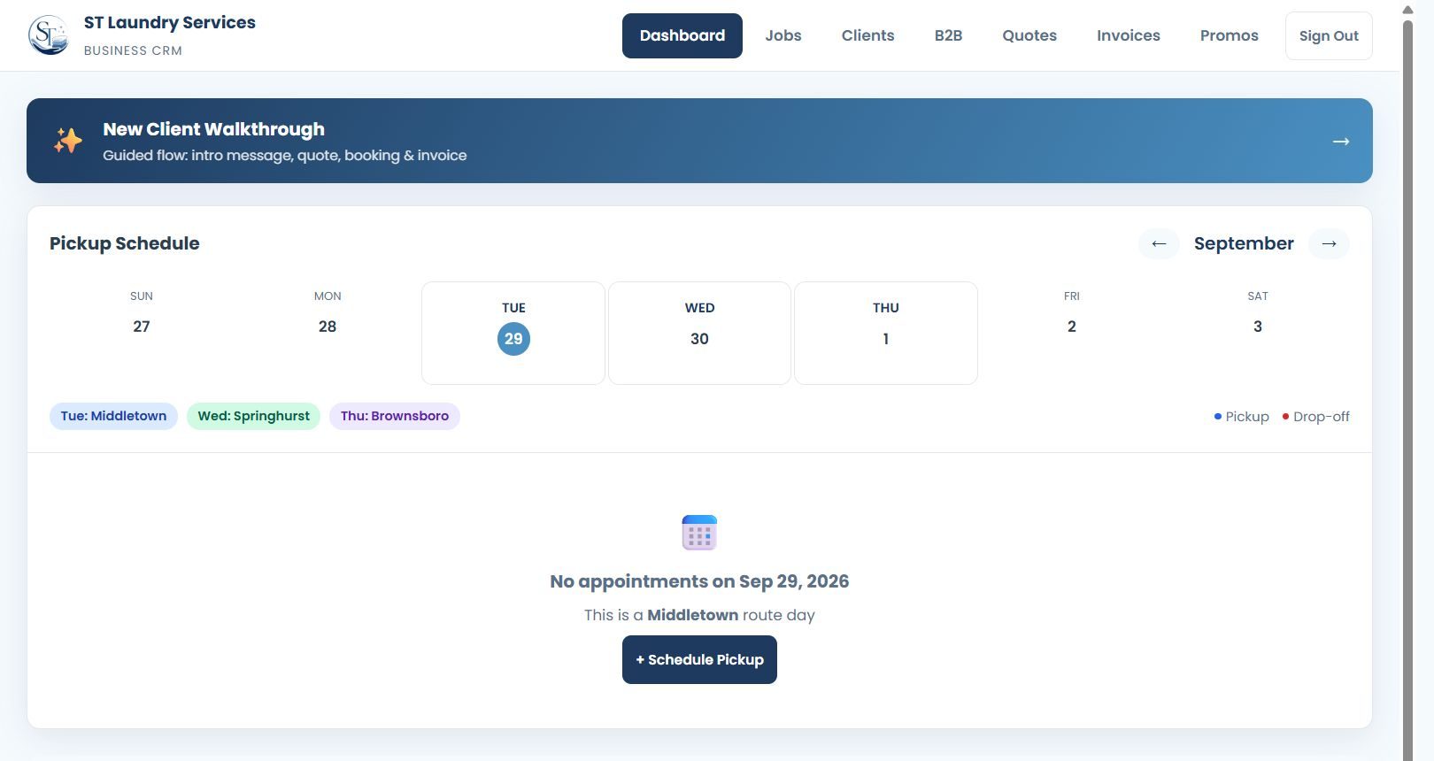 ST Laundry app on a desktop